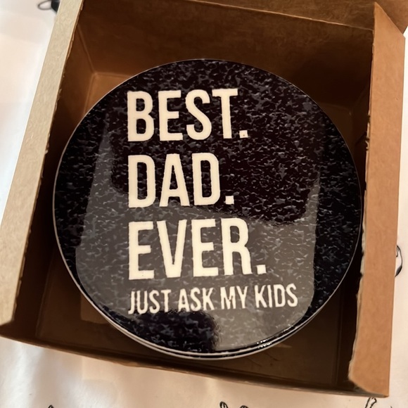 “Best dad ever” set of 4 ceramic coasters with cork backing - Picture 3 of 3